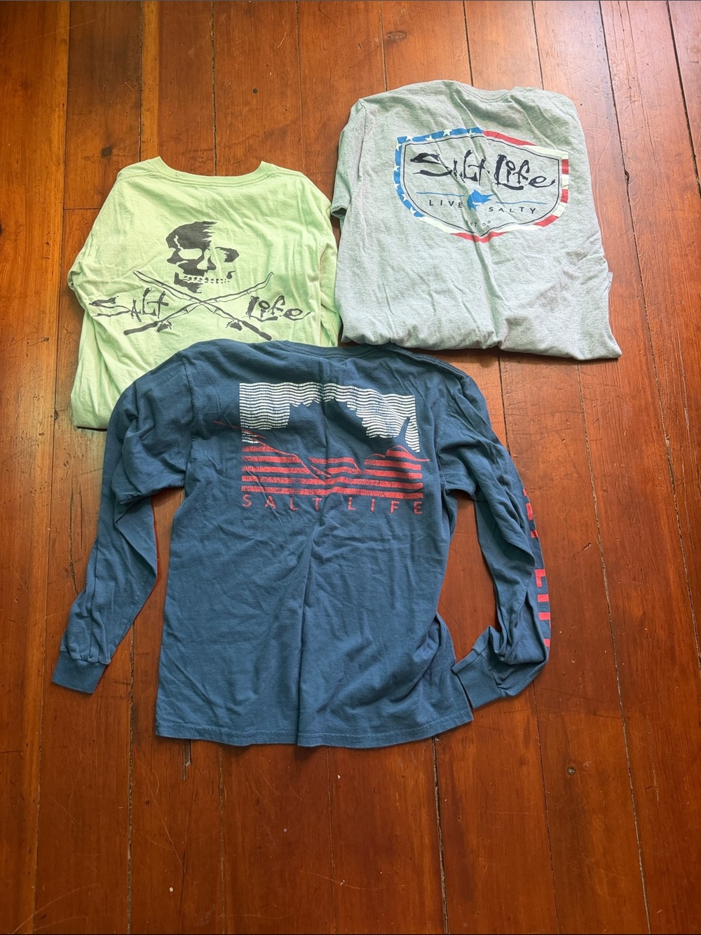 Salt Life Mens Long Sleeve Tees - Blue, Light Green, Gray